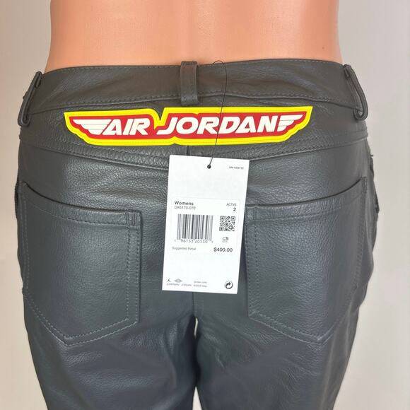 NEW $400 Nike Jordan x Travis Scott Cactus Jack Genuine Leather Moto Pants Sz 2 - Picture 16 of 16